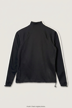 Back product view of black BBSC quarter-zip pullover, flat lay