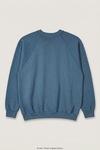 Back product view of blue mountain lion sweatshirt, flat lay