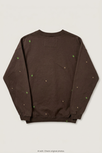 Back product view of brown embroidered sweatshirt, flat lay