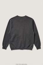 Back product view of charcoal crewneck sweatshirt, flat lay