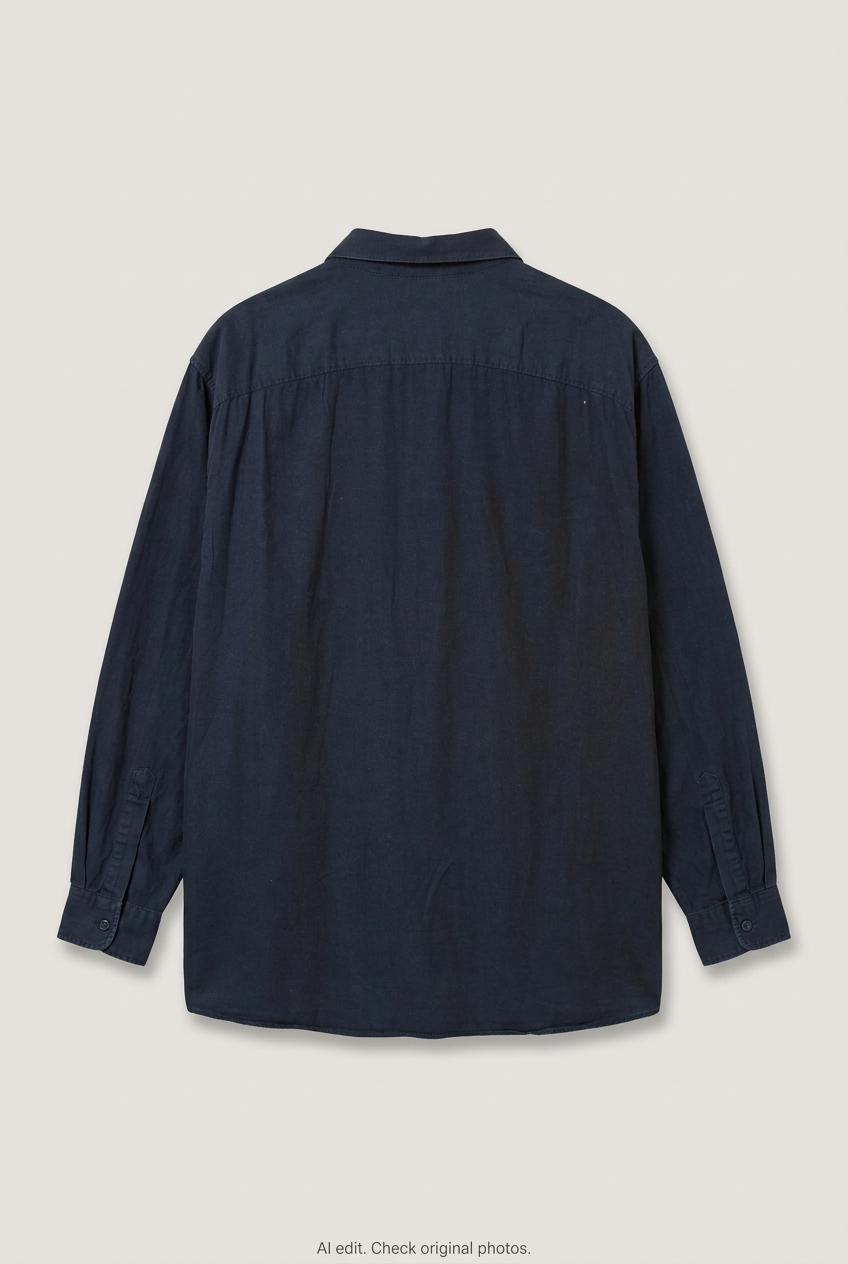 Back product view of dark navy Zara Man oversized shirt, flat lay
