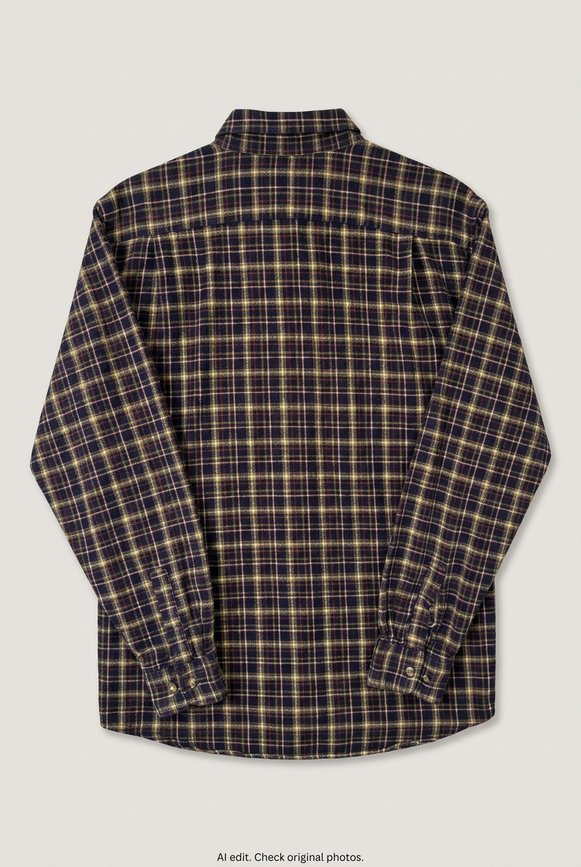 Back product view of Denver Hayes plaid shirt, flat lay