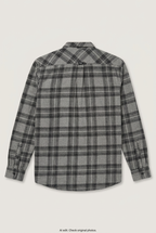 Back product view of grey checked DKNY shirt, flat lay