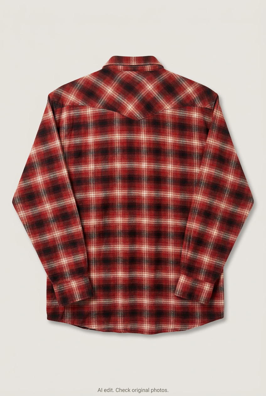 Back product view of Mad Plaid western shirt, flat lay