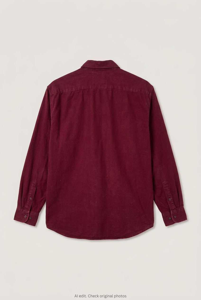 Back product view of maroon Azuz shirt, flat lay