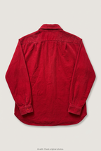 Back product view of red corduroy shirt, flat lay