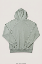 Back product view of sage green hoodie, flat lay