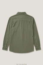 Back product view of sage green Volcom shirt, flat lay