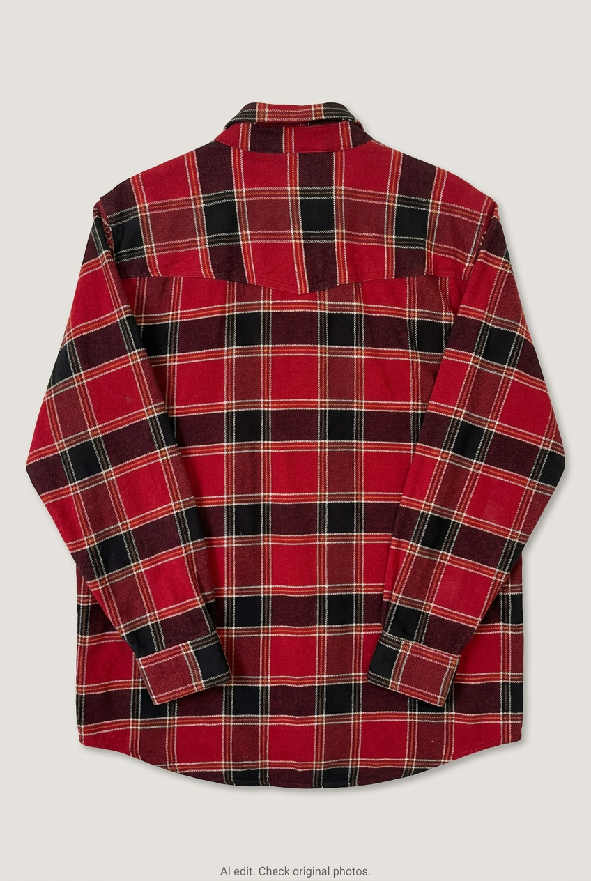 Back product view of Union House plaid flannel, flat lay