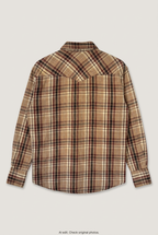 Back product view of Wrangler western plaid shirt, flat lay