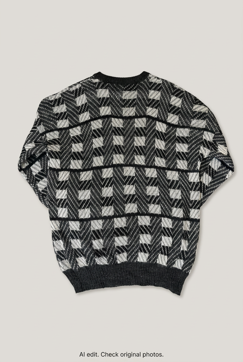 Black-and-grey geometric sweater back preview