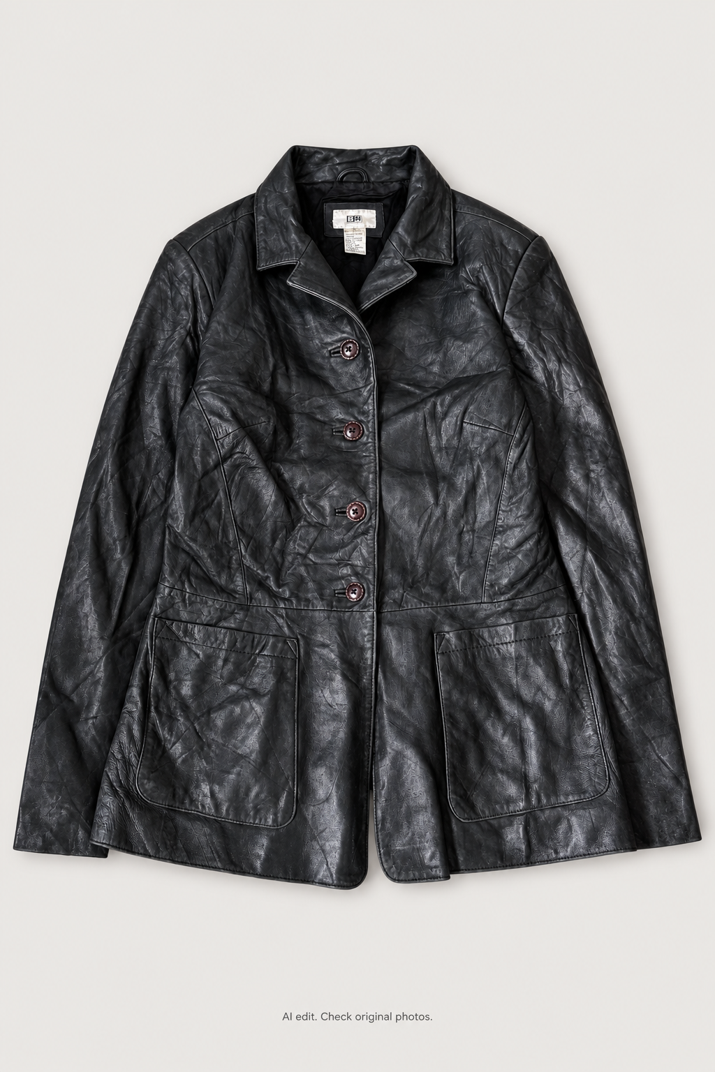 Black button-front jacket styled front