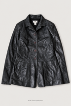 Black button-front jacket styled front