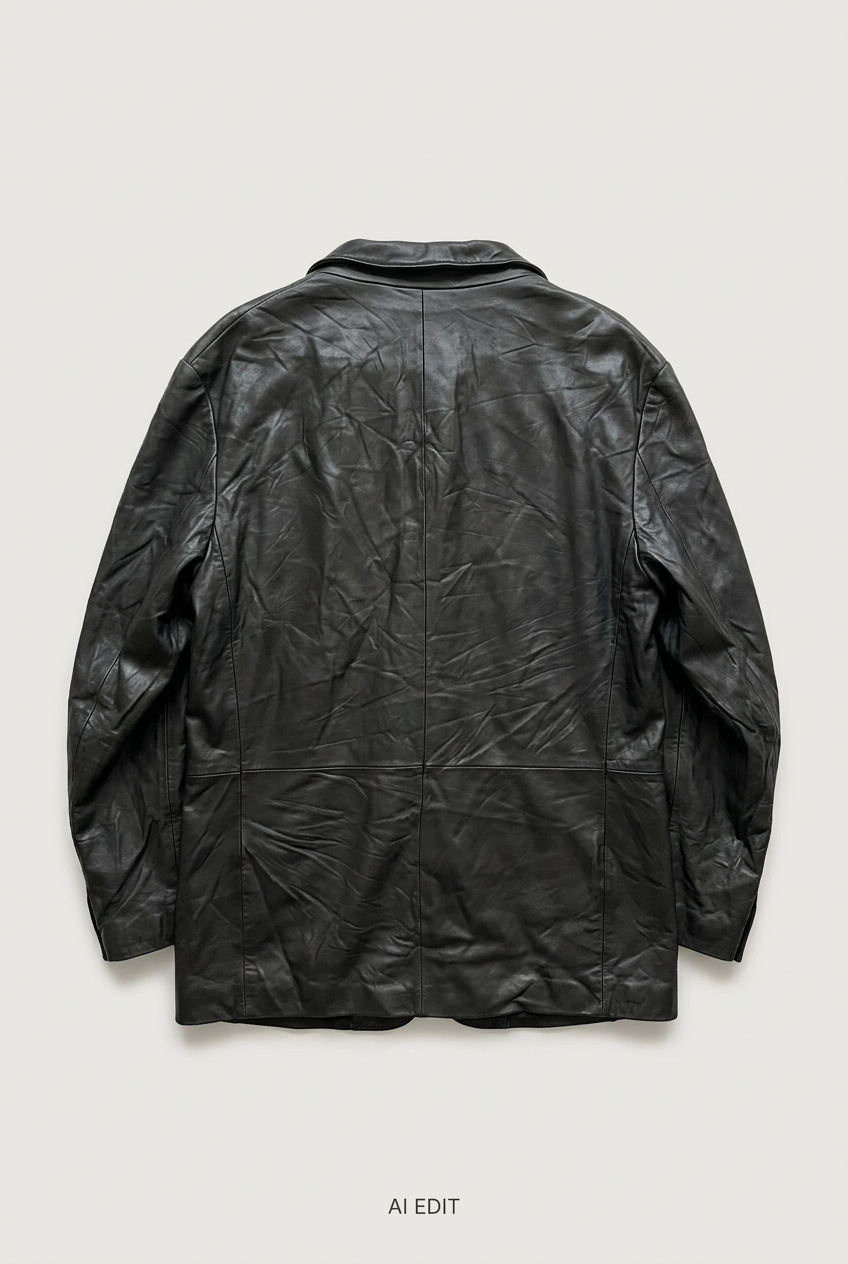 Black Danier leather blazer back preview