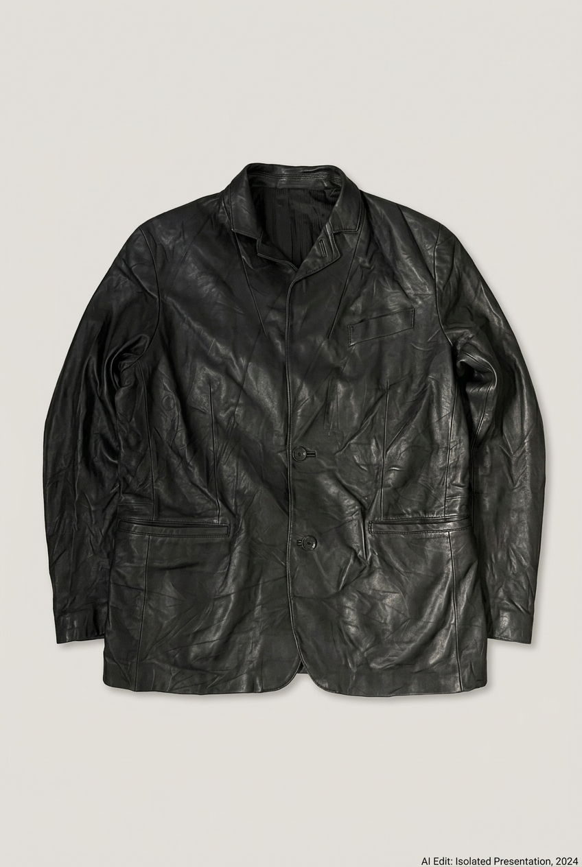Black Danier leather blazer front preview