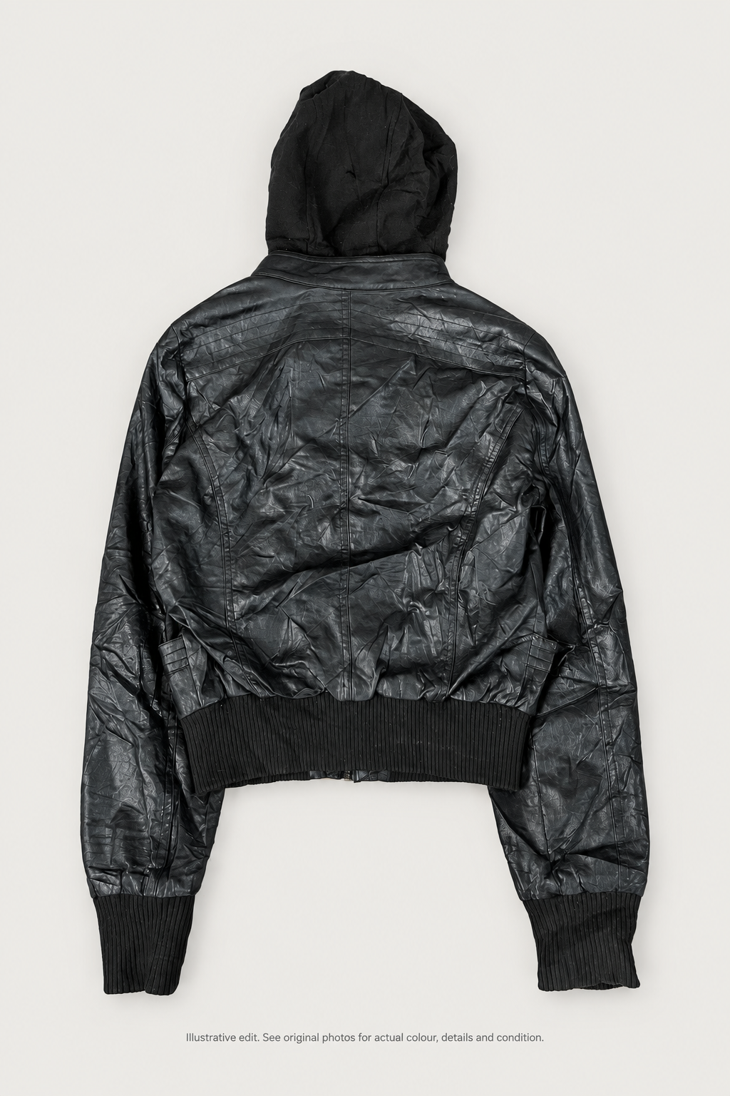 Black hooded jacket styled back