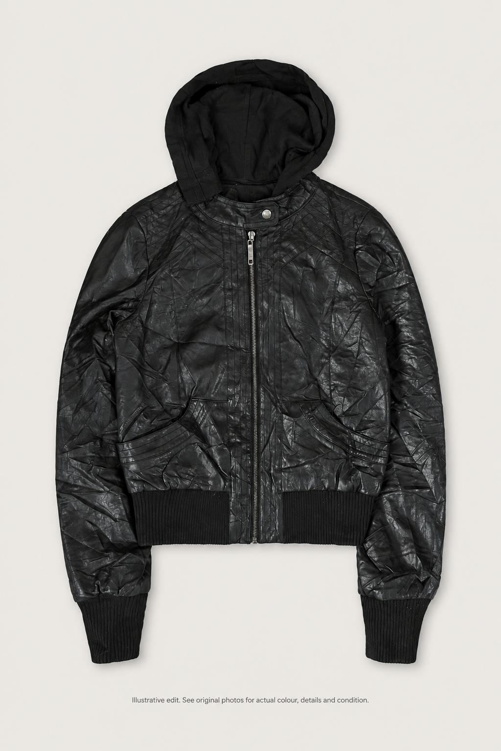 Black hooded jacket styled front