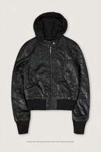 Black hooded jacket styled front