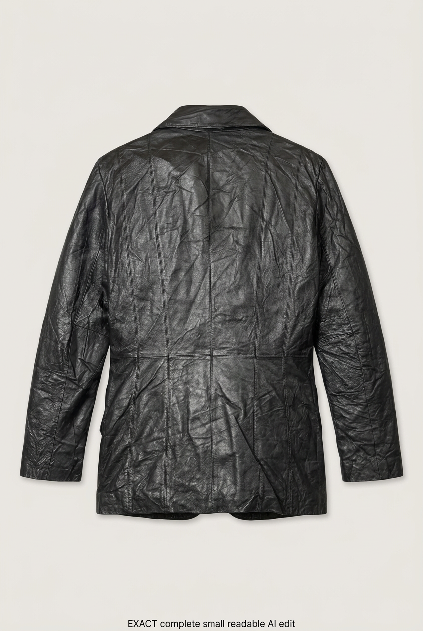 Black leather blazer back preview