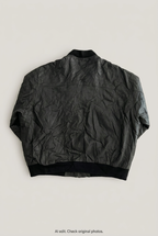 Black leather bomber back preview