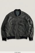 Black leather bomber front preview