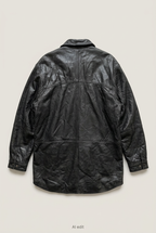 Black leather coat back preview