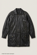Black leather coat front preview