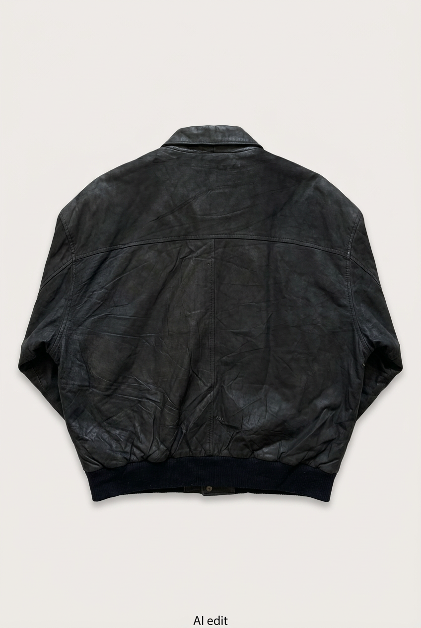 Black leather jacket back preview