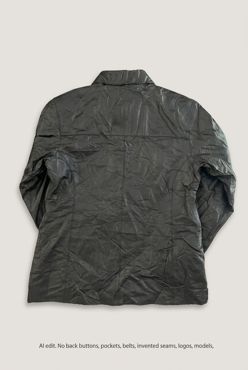 Black leather jacket back preview