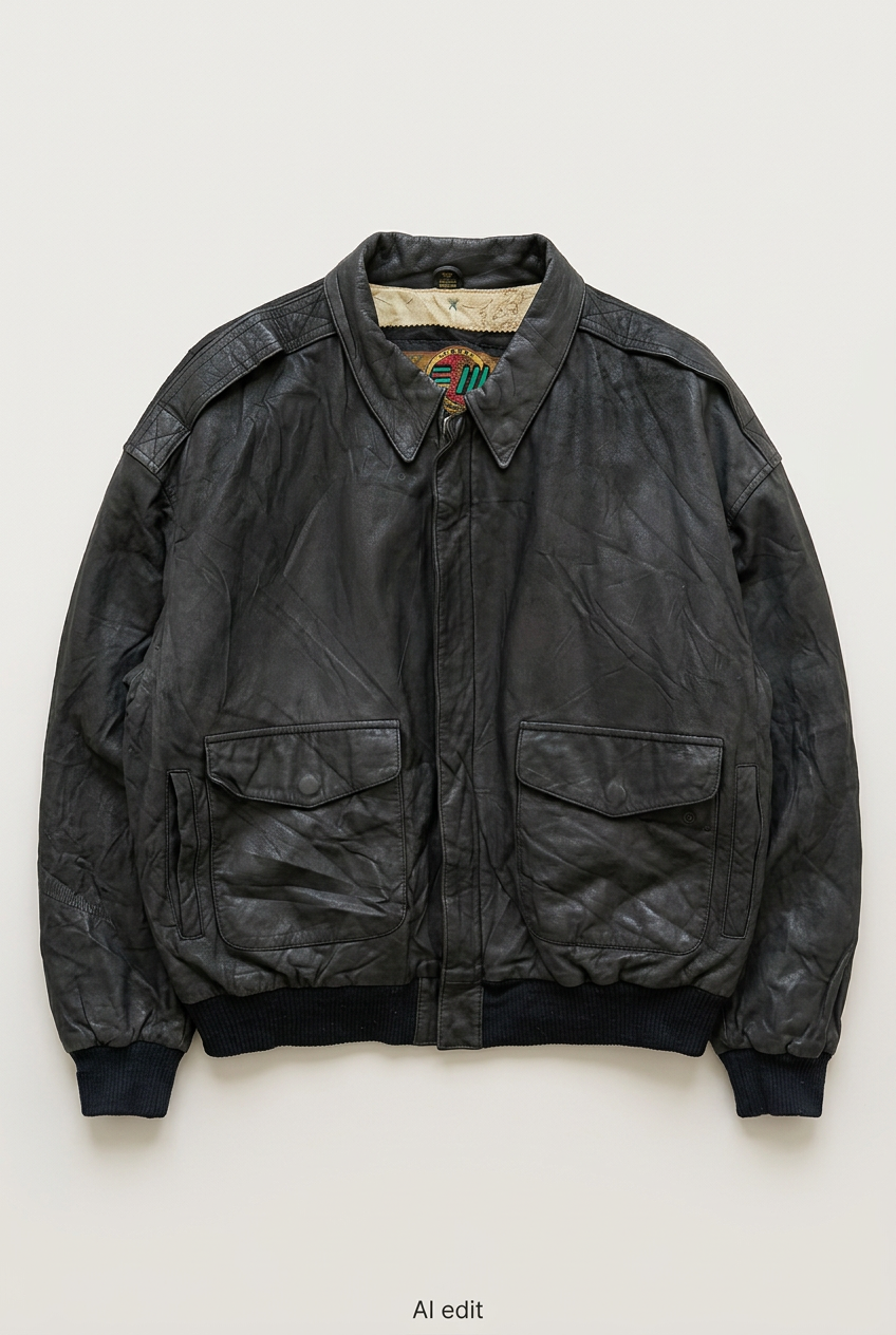 Black leather jacket front preview
