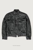 Black moto jacket front mockup