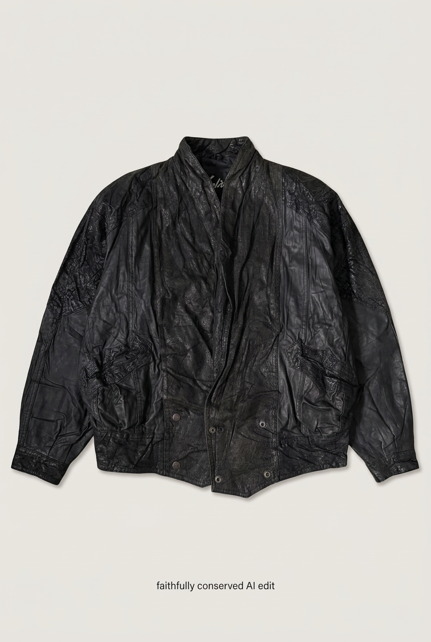 Black patterned leather jacket front preview