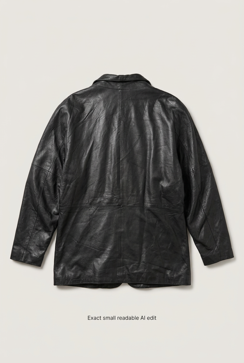 Black single-button leather blazer back preview