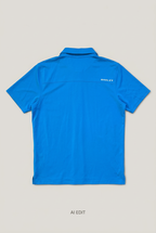 Blue Oakley polo back with sleeves laid flat