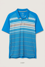 Blue Oakley striped polo front preview