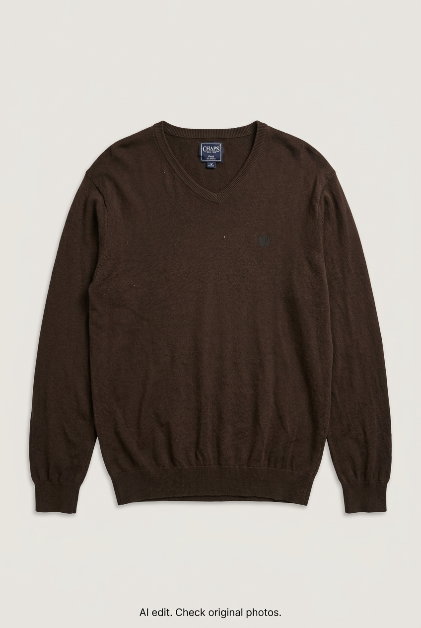 Brown CHAPS V-neck front preview