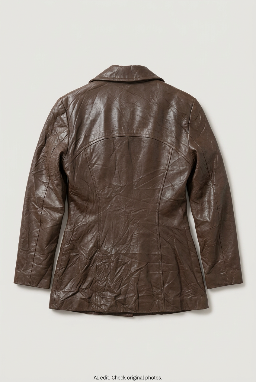 Brown Danier leather jacket back preview
