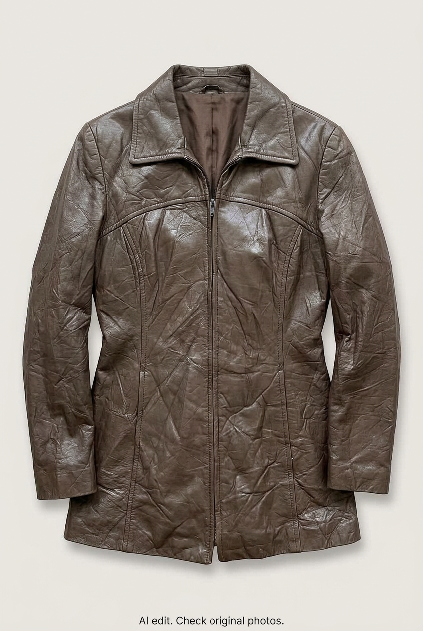 Brown Danier zip jacket front preview