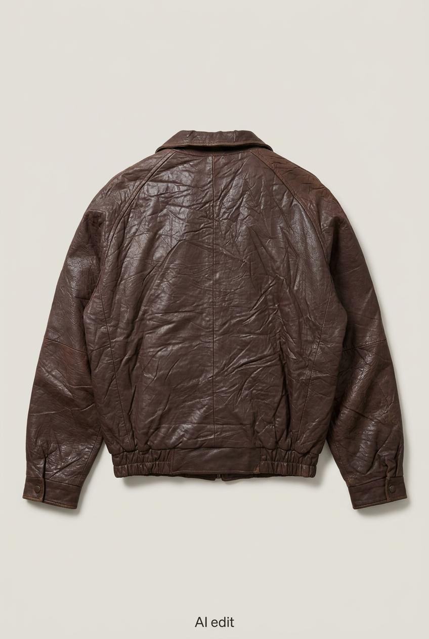 Brown leather bomber back preview