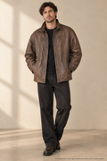 Brown leather jacket men's styling preview