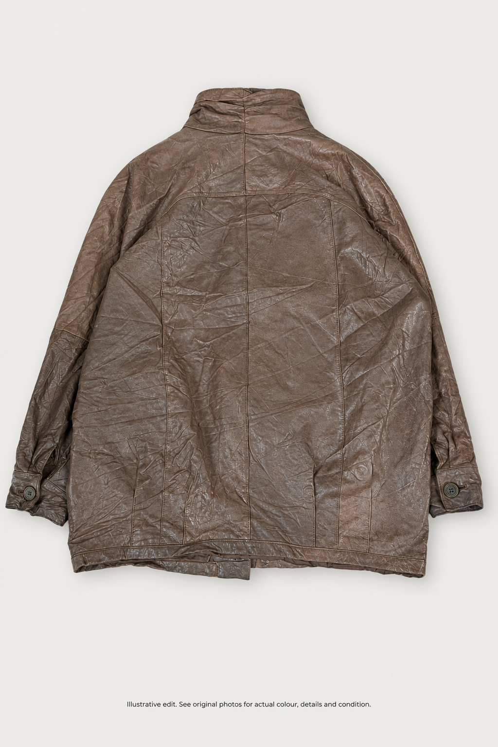 Brown leather jacket styled back preview