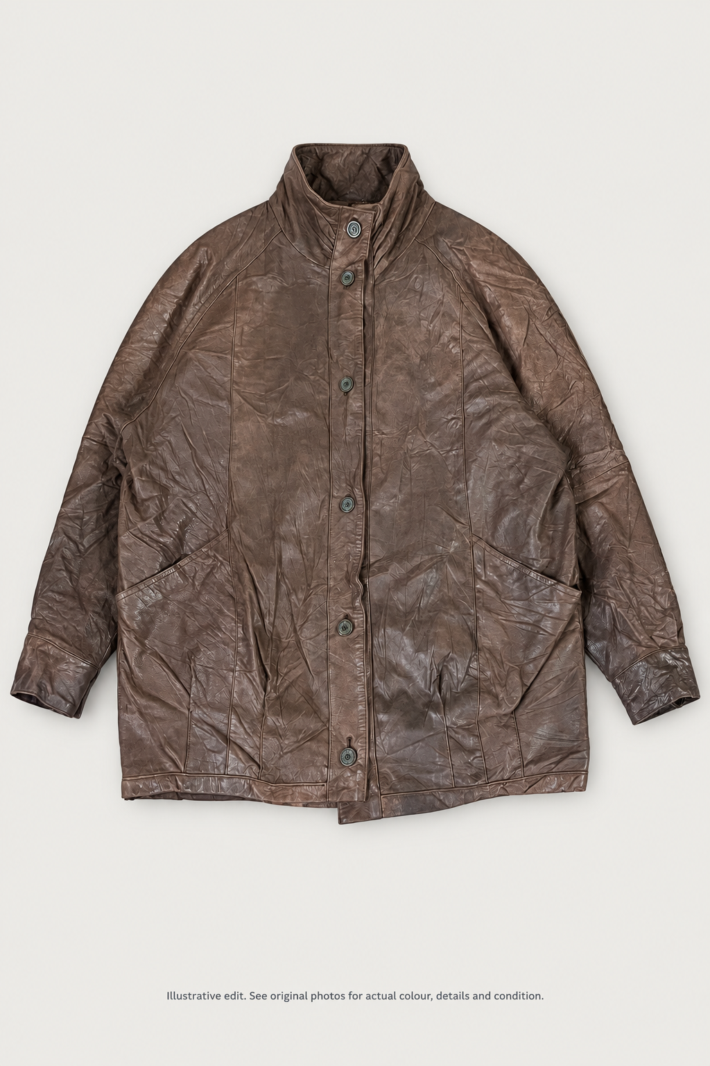 Brown leather jacket styled front preview