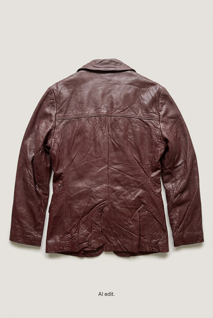 Burgundy leather blazer back preview