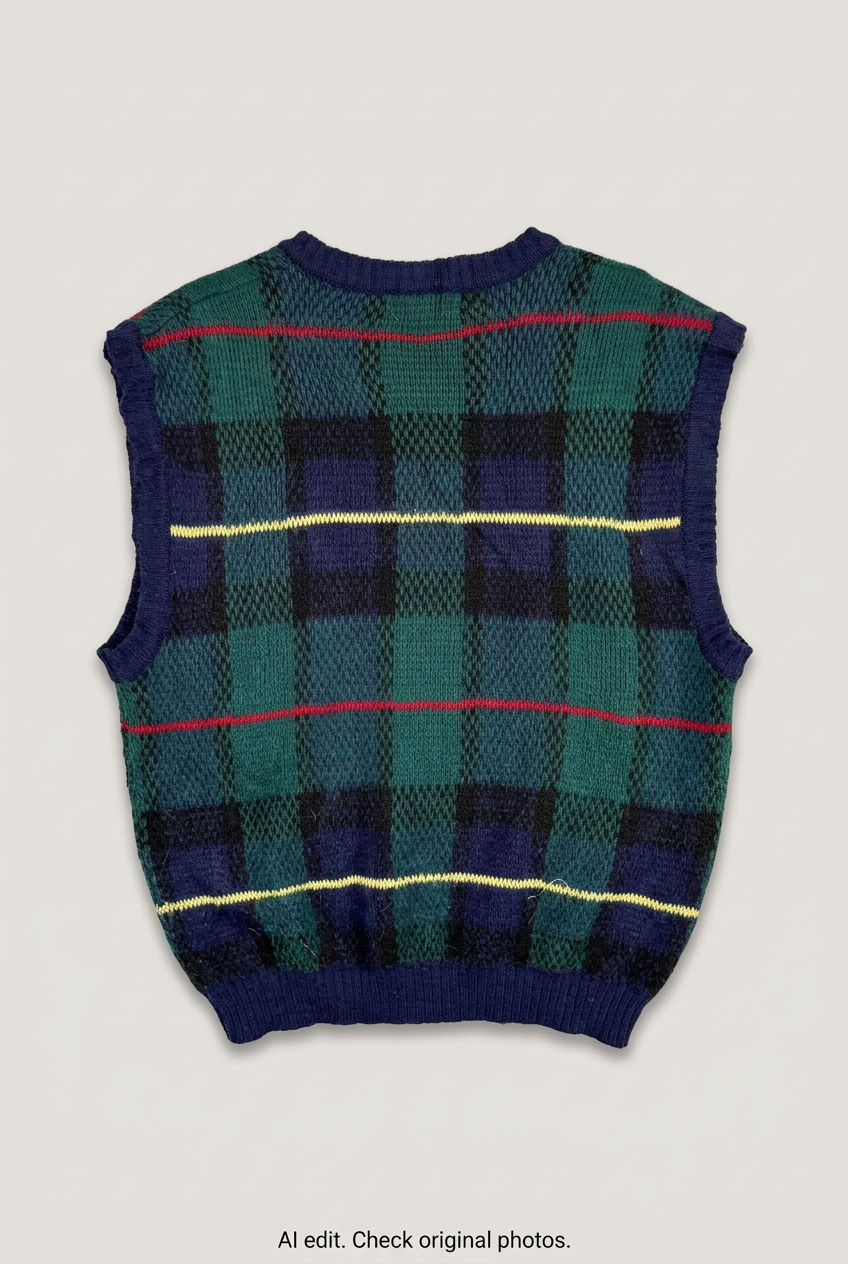 Checked sweater vest back preview