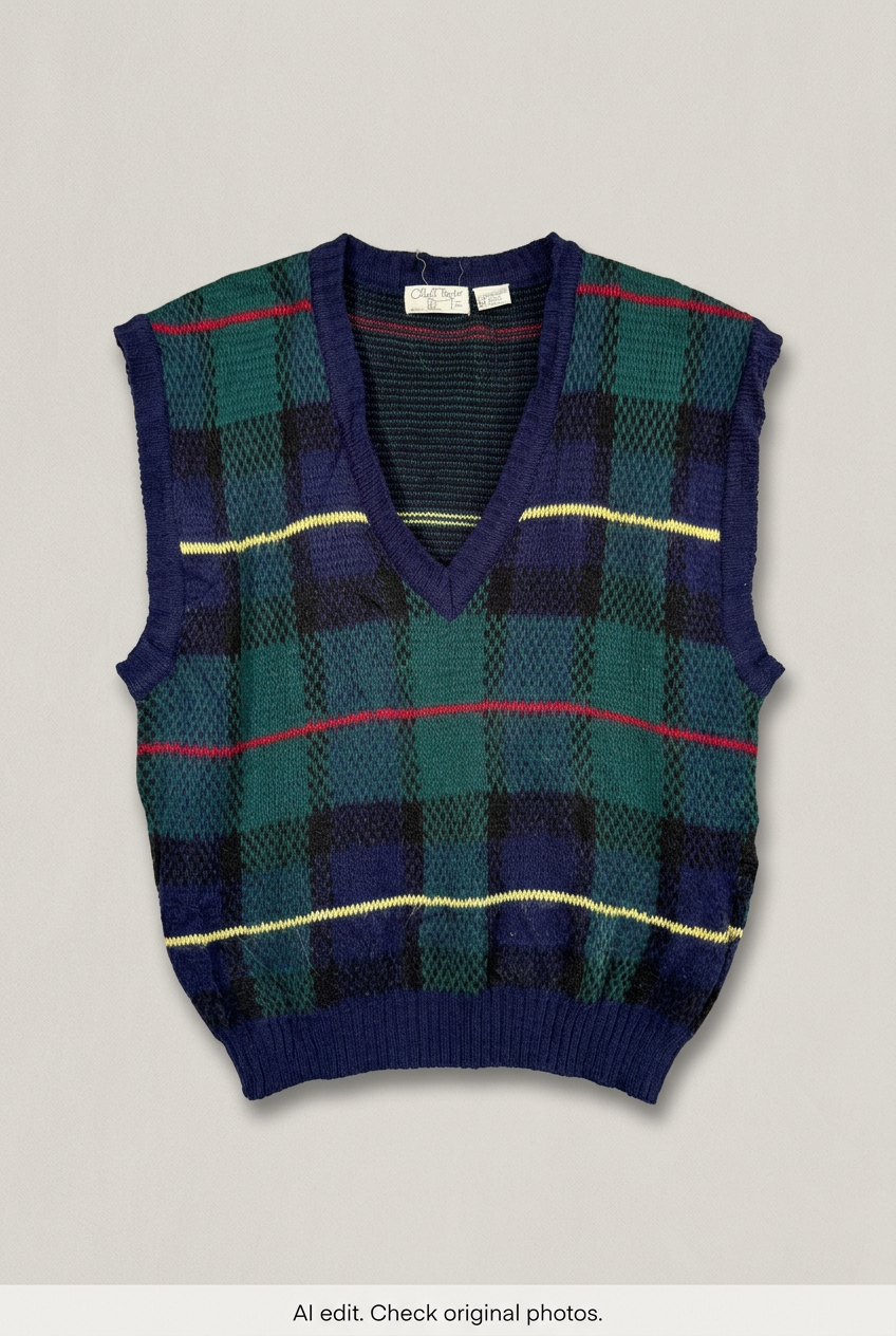 Checked sweater vest front preview