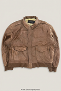 Cognac brown leather jacket front preview