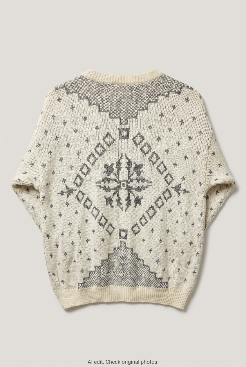 Cream-and-grey sweater back preview