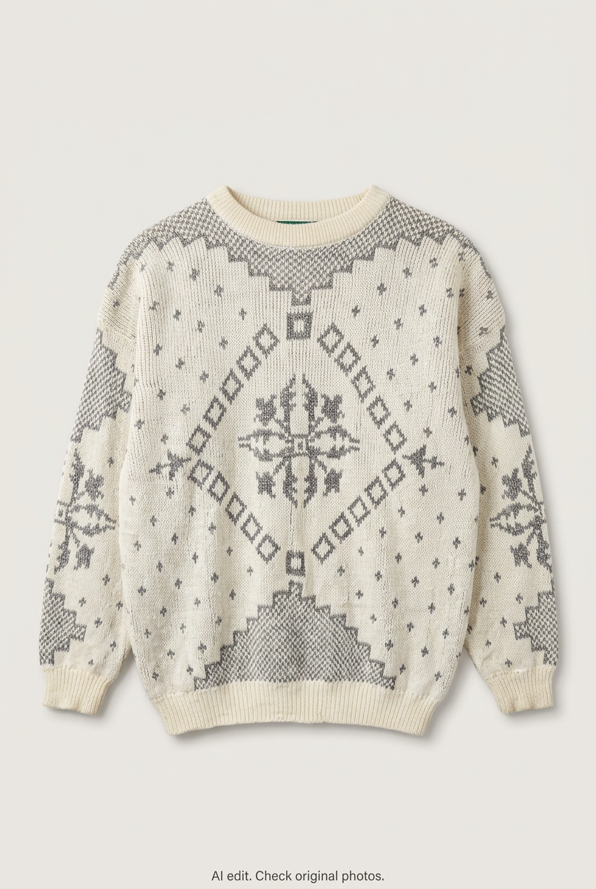Cream-and-grey sweater front preview