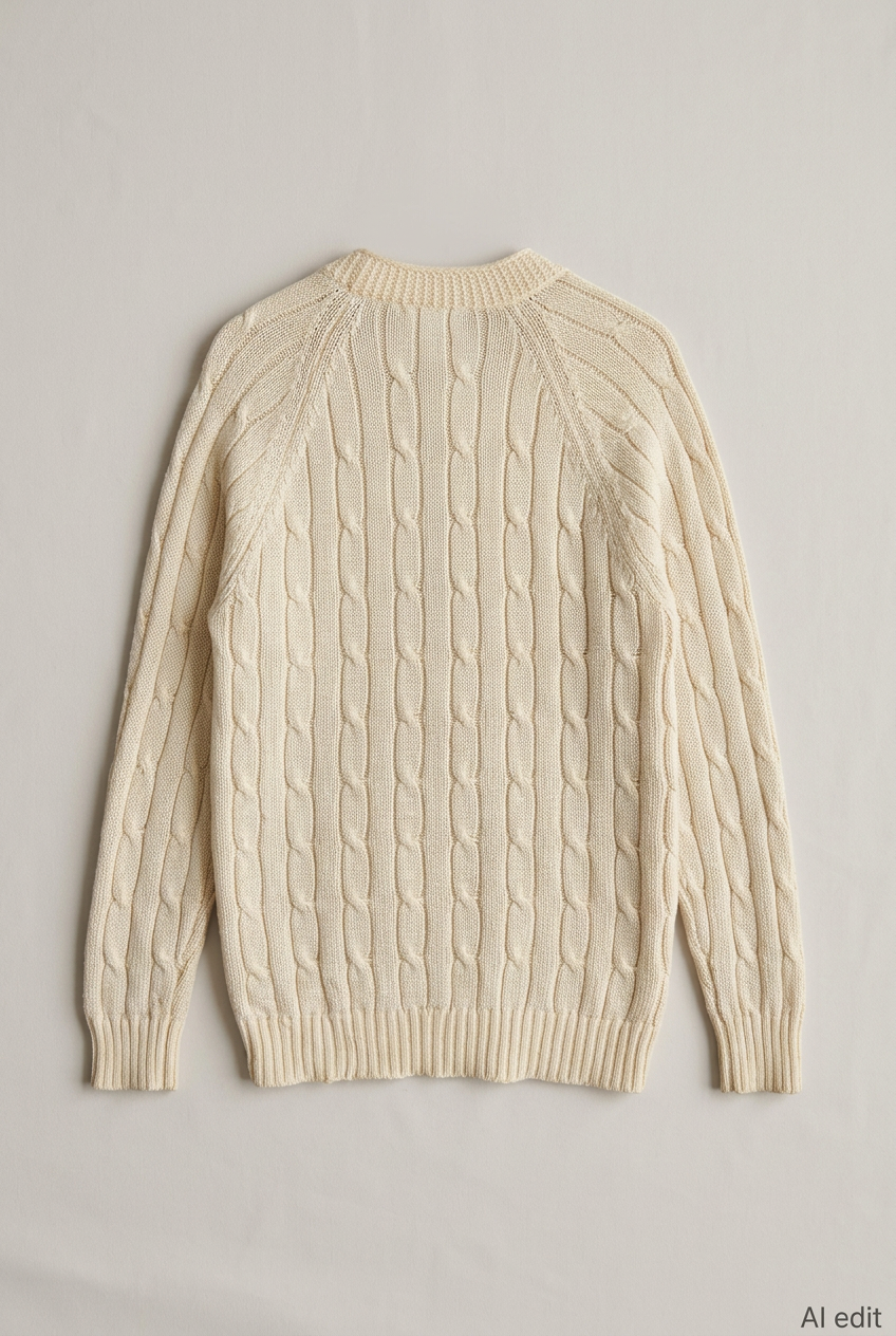 Cream cable-knit cardigan back preview