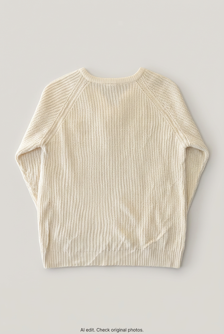 Cream ribbed sweater back preview